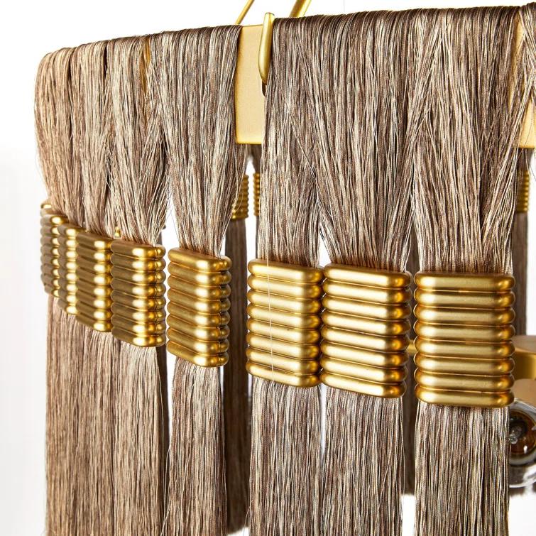 Antique Brass and Gold Drum Chandelier with Fringe