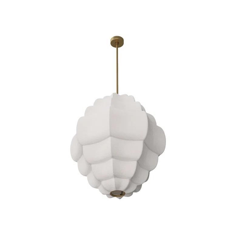 Ivory Vegan Vellum and Brass Tiered Chandelier