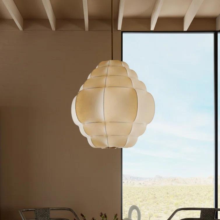 Ivory Vegan Vellum and Brass Tiered Chandelier