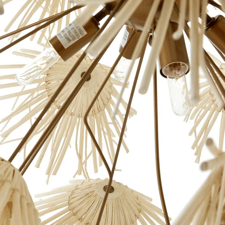 Ivory Coconut Shell and Brass Dandelion Chandelier