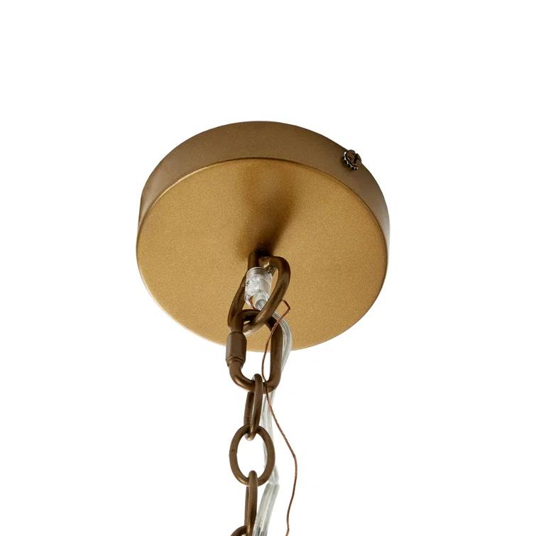 Ivory Coconut Shell and Brass Dandelion Chandelier