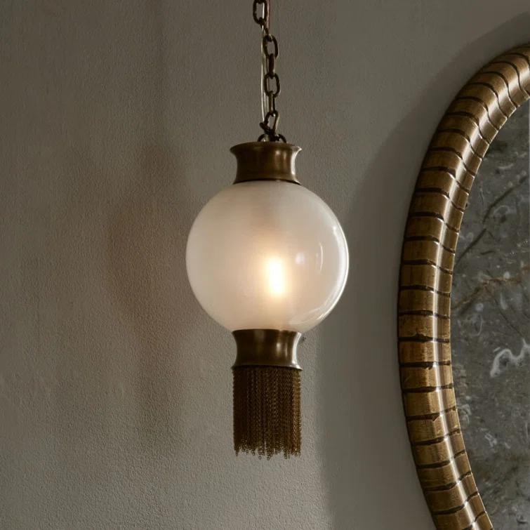 Mini Brass and Glass Globe Pendant Light