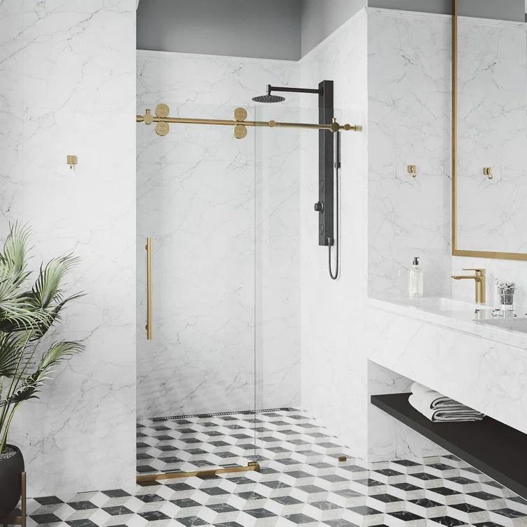 Elan 52-56" W x 74" H Sliding Frameless Shower Door with 3/8" Clear Glass
