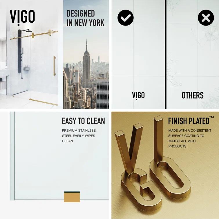 Elan 52-56" W x 74" H Sliding Frameless Shower Door with 3/8" Clear Glass