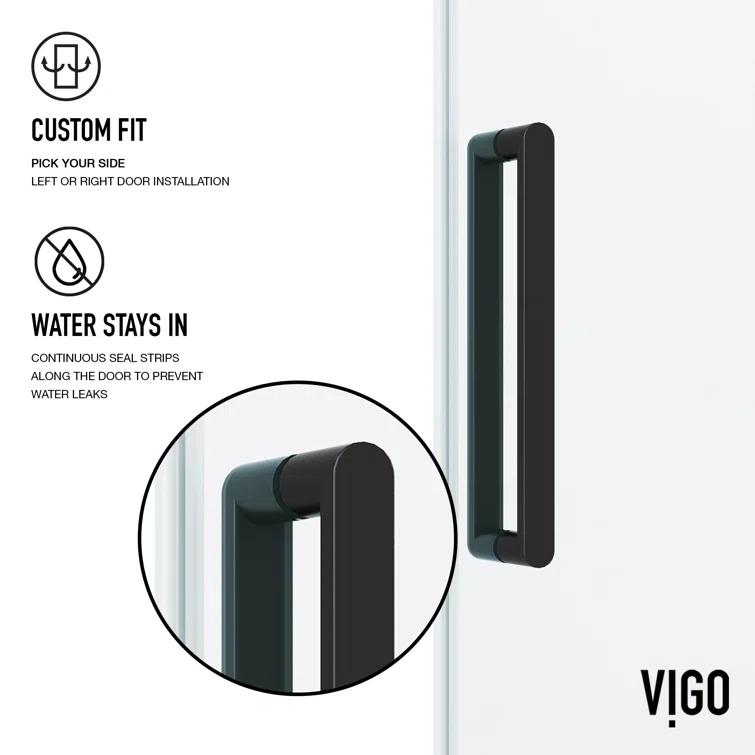 Elan 56-60" W x 76" H Sliding Frameless Shower Door with 3/8" Clear Glass