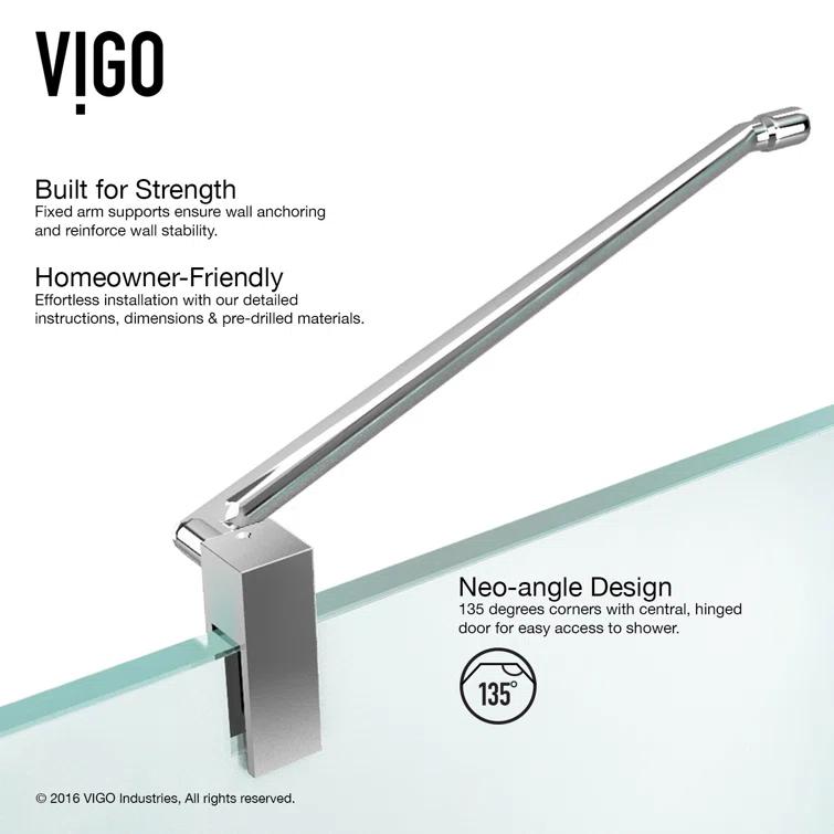 Piedmont 36" W x 36" D x 73" H Hinged Frameless Shower Enclosure with 3/8Clear Glass