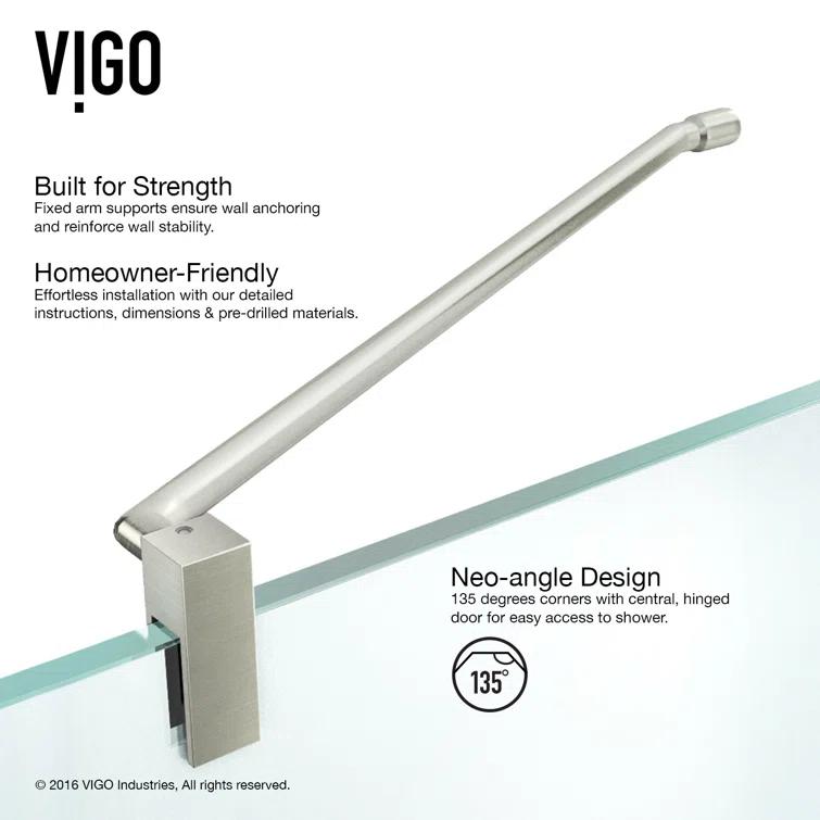 Piedmont 36" W x 36" D x 73" H Hinged Frameless Shower Enclosure with 3/8Clear Glass