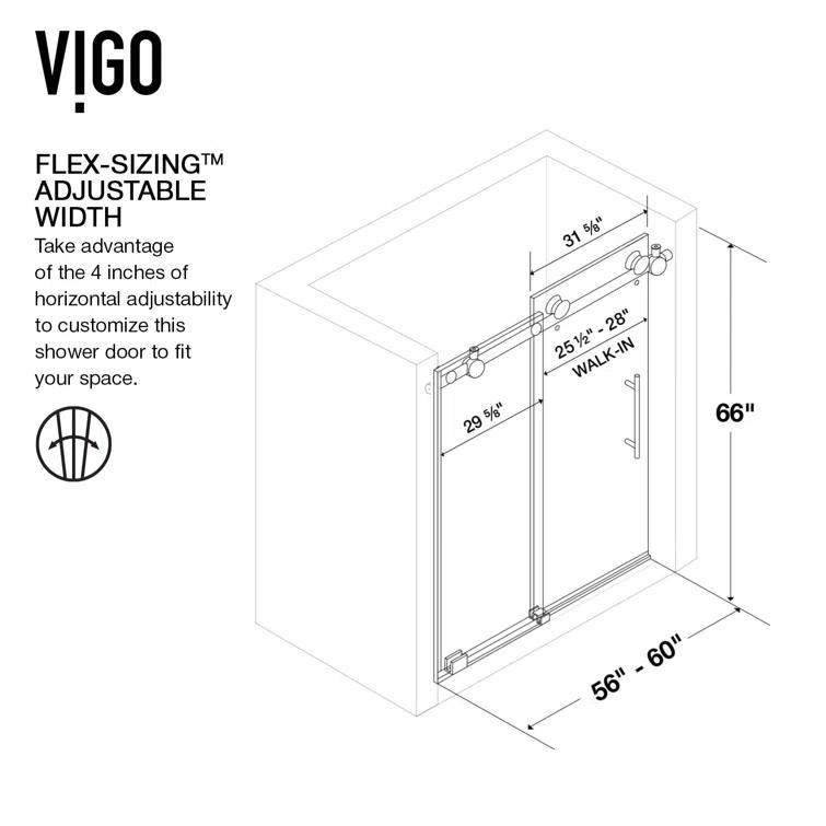 Elan 56-60" W x 66" H Sliding Frameless Tub Door with 3/8" Clear Glass