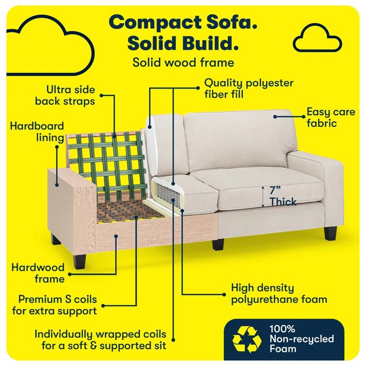 Serta Palisades 78" Track Arm Sofa, Easy Care Fabric, Soft Pillow Back, Pocket Coil Seat Cushions