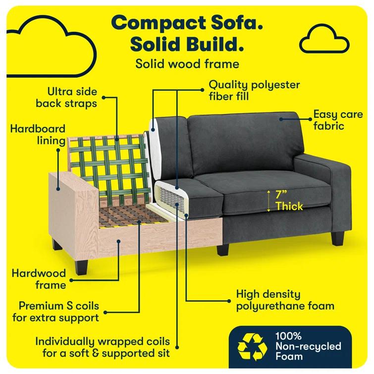 Serta Palisades 78" Track Arm Sofa, Easy Care Fabric, Soft Pillow Back, Pocket Coil Seat Cushions