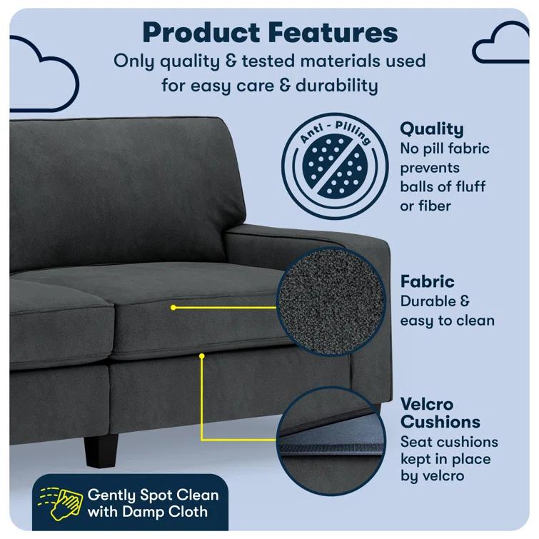 Serta Palisades 78" Track Arm Sofa, Easy Care Fabric, Soft Pillow Back, Pocket Coil Seat Cushions