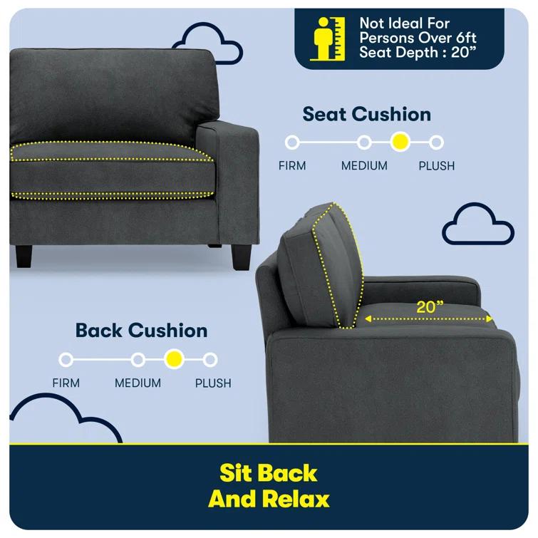 Serta Palisades 78" Track Arm Sofa, Easy Care Fabric, Soft Pillow Back, Pocket Coil Seat Cushions