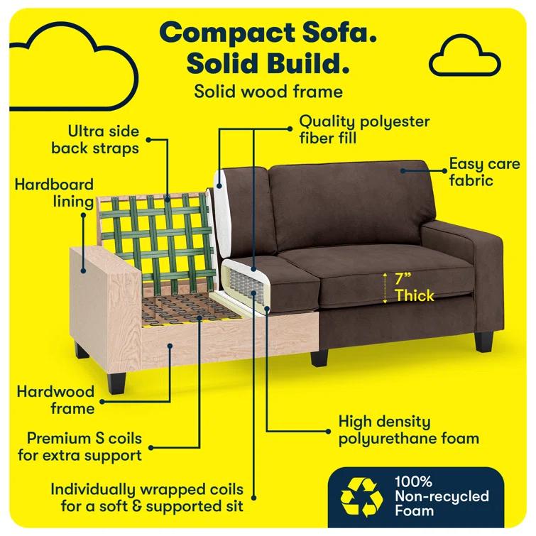 Serta Palisades 78" Track Arm Sofa, Easy Care Fabric, Soft Pillow Back, Pocket Coil Seat Cushions