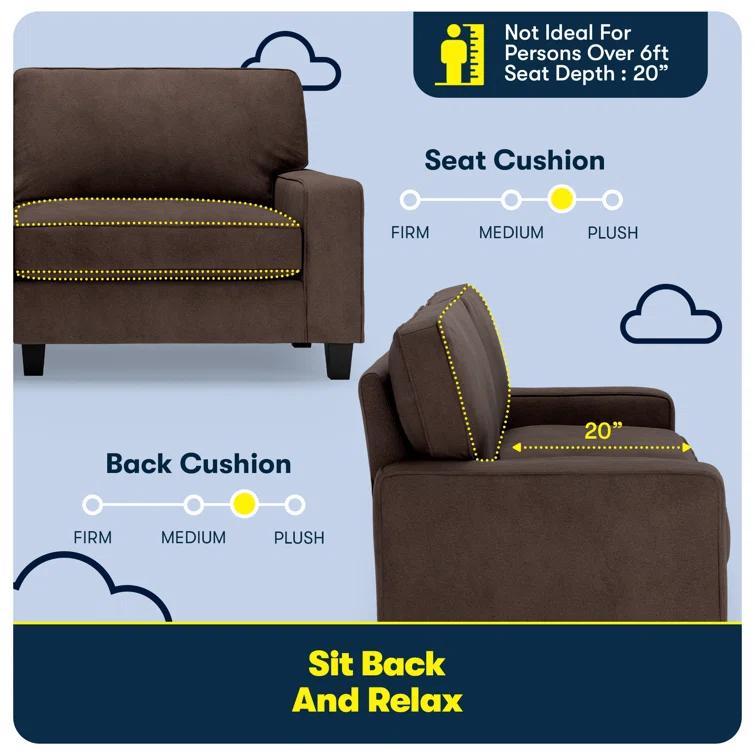 Serta Palisades 78" Track Arm Sofa, Easy Care Fabric, Soft Pillow Back, Pocket Coil Seat Cushions