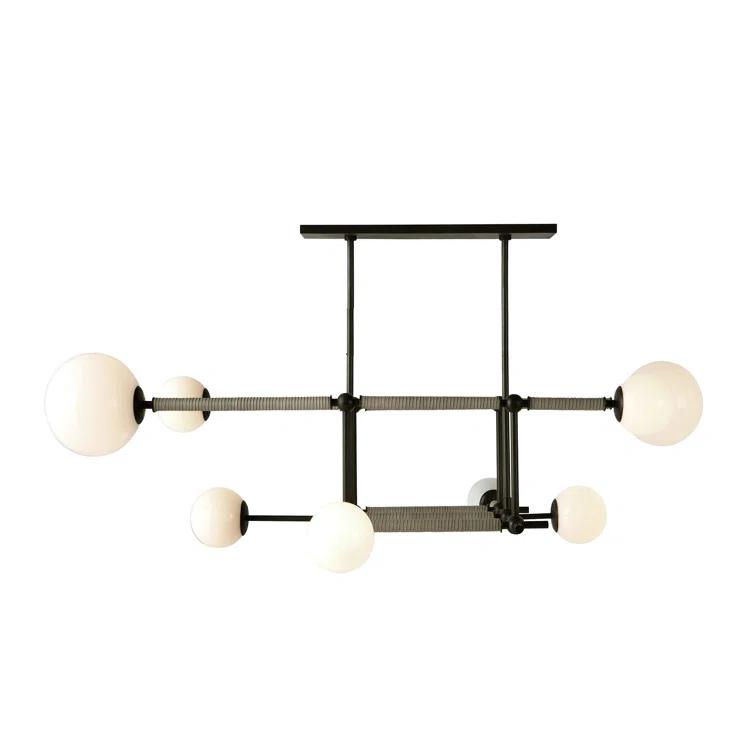 Erica 58'' Bronze and Opal Glass Linear Chandelier