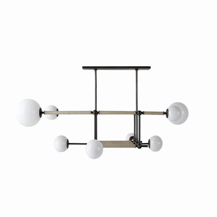 Erica 58'' Bronze and Opal Glass Linear Chandelier