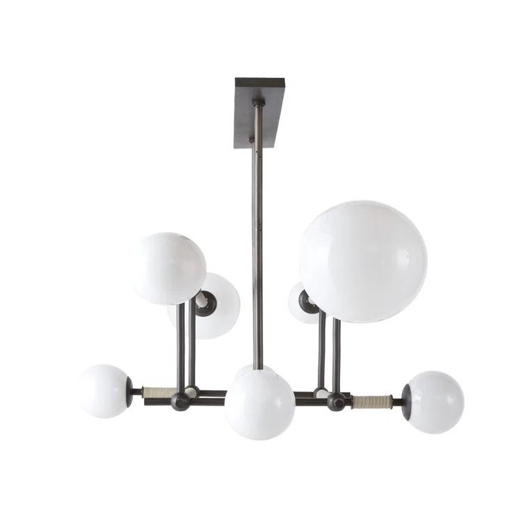 Erica 58'' Bronze and Opal Glass Linear Chandelier