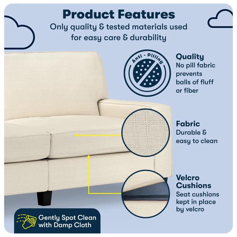 Serta Palisades 78" Track Arm Sofa, Easy Care Fabric, Soft Pillow Back, Pocket Coil Seat Cushions