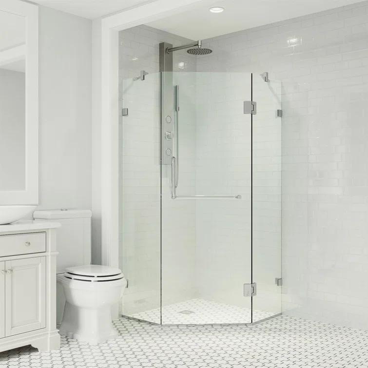 Piedmont 36" W x 36" D x 73" H Hinged Frameless Shower Enclosure with 3/8Clear Glass