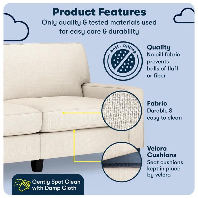 Serta Palisades 78" Track Arm Sofa, Easy Care Fabric, Soft Pillow Back, Pocket Coil Seat Cushions