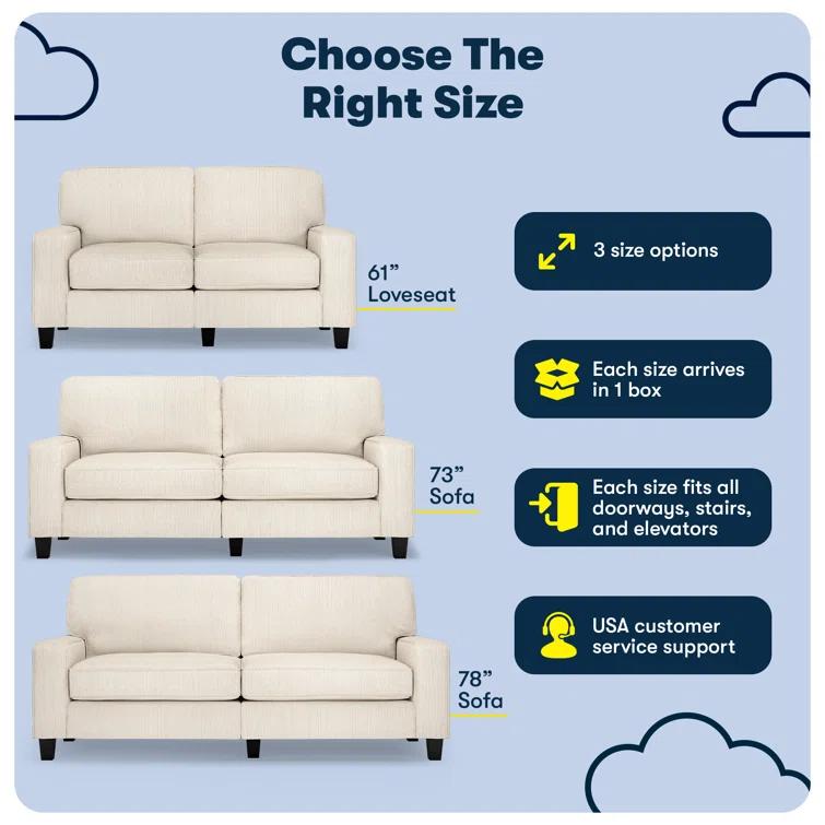 Serta Palisades 78" Track Arm Sofa, Easy Care Fabric, Soft Pillow Back, Pocket Coil Seat Cushions