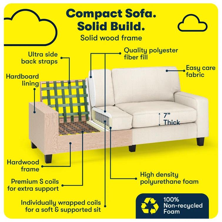 Serta Palisades 78" Track Arm Sofa, Easy Care Fabric, Soft Pillow Back, Pocket Coil Seat Cushions