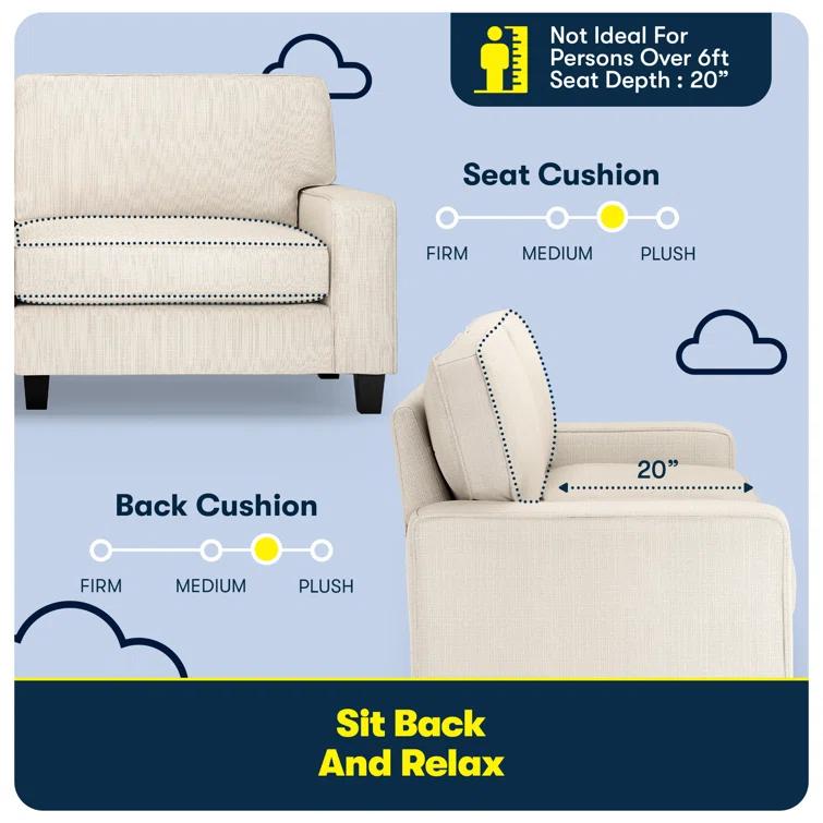 Serta Palisades 78" Track Arm Sofa, Easy Care Fabric, Soft Pillow Back, Pocket Coil Seat Cushions