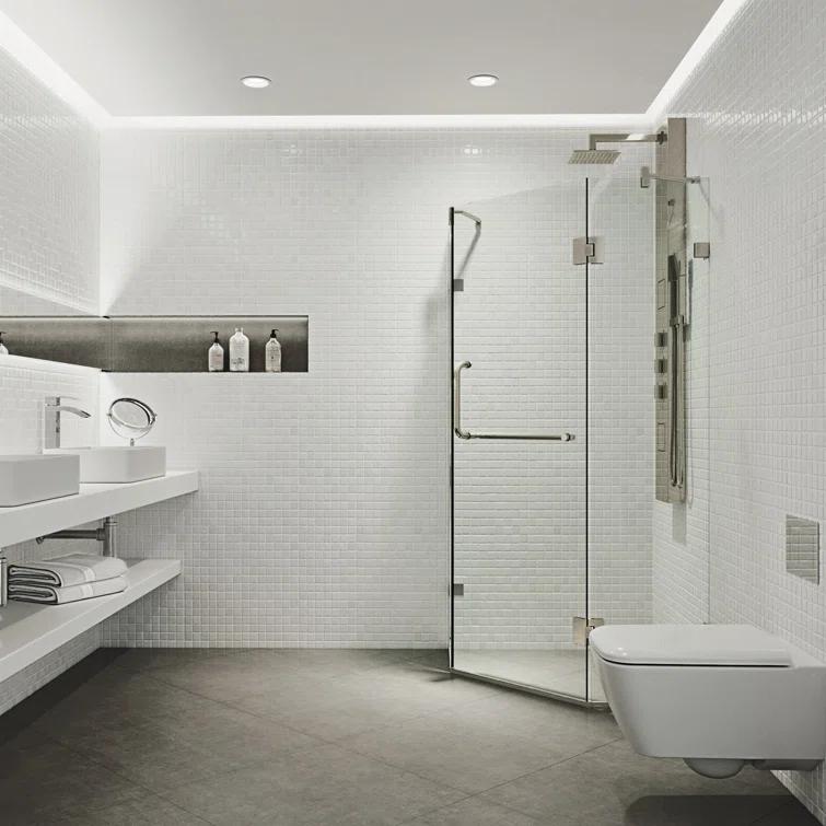 Piedmont 36" W x 36" D x 73" H Hinged Frameless Shower Enclosure with 3/8Clear Glass