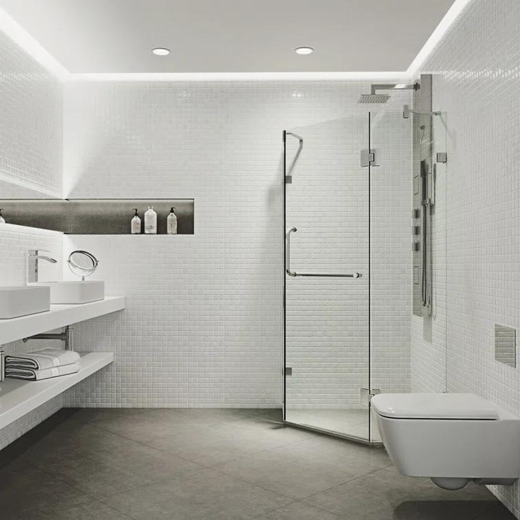 Piedmont 36" W x 36" D x 73" H Hinged Frameless Shower Enclosure with 3/8Clear Glass