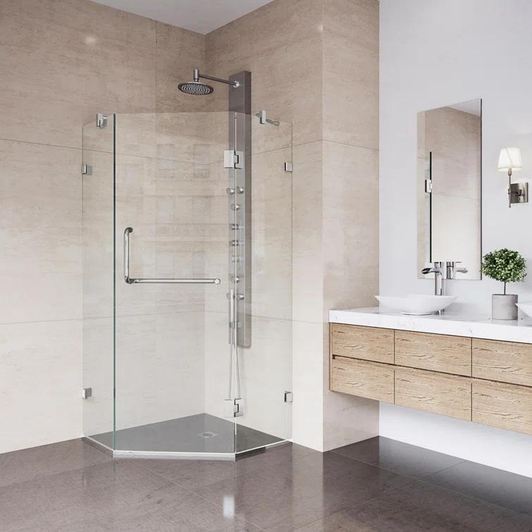 Piedmont 36" W x 36" D x 73" H Hinged Frameless Shower Enclosure with 3/8Clear Glass
