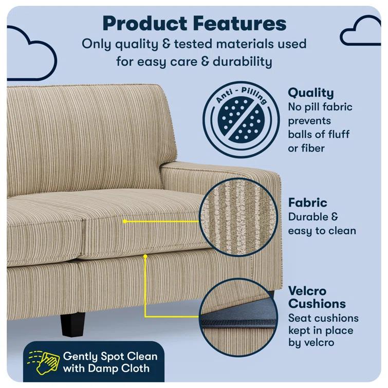 Serta Palisades 78" Track Arm Sofa, Easy Care Fabric, Soft Pillow Back, Pocket Coil Seat Cushions