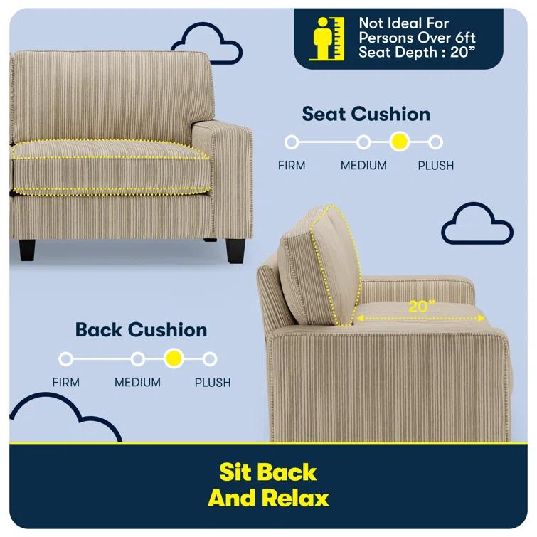 Serta Palisades 78" Track Arm Sofa, Easy Care Fabric, Soft Pillow Back, Pocket Coil Seat Cushions