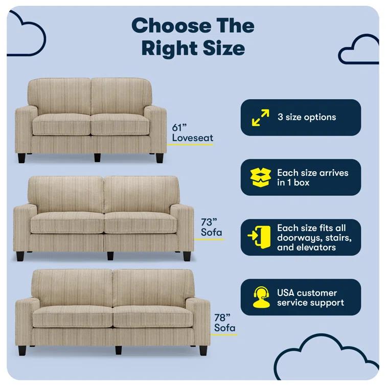 Serta Palisades 78" Track Arm Sofa, Easy Care Fabric, Soft Pillow Back, Pocket Coil Seat Cushions