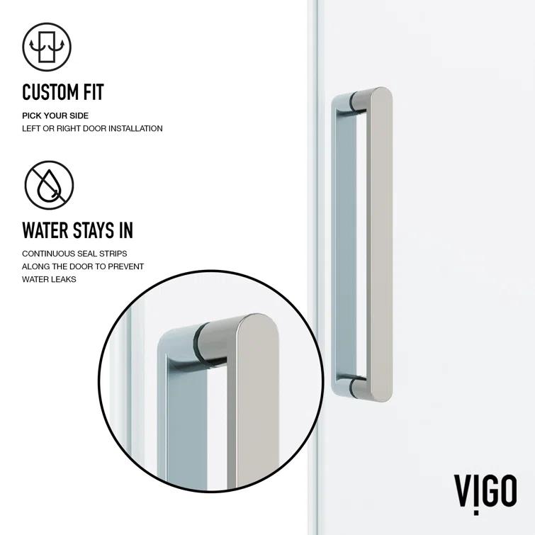 Elan 68-72" W x 76" H Sliding Frameless Shower Door with 3/8" Clear Glass