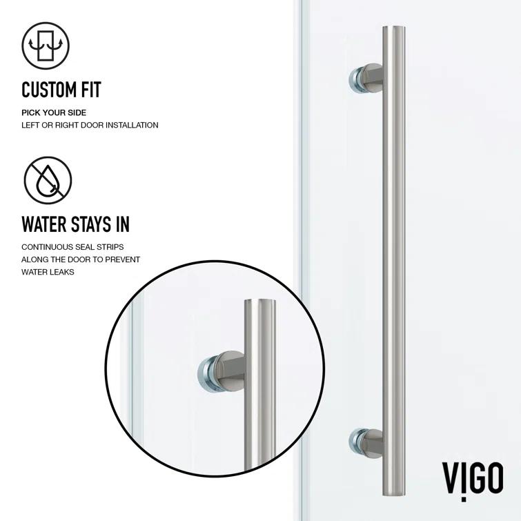Elan 48-52" W x 74" H Sliding Frameless Shower Door with 3/8" Clear Glass