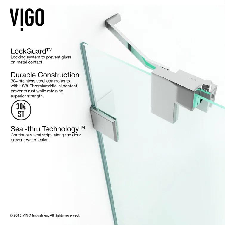 Pirouette 30-36" W x 72" H Pivot Frameless Shower Door with 3/8" Clear Glass