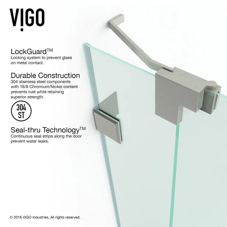 Pirouette 30-36" W x 72" H Pivot Frameless Shower Door with 3/8" Clear Glass