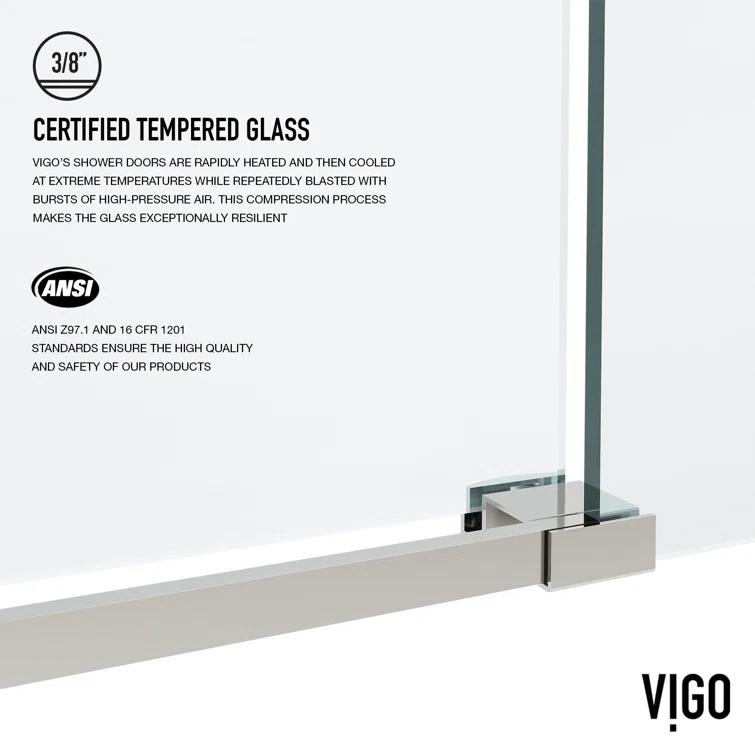 Elan 68-72" W x 76" H Sliding Frameless Shower Door with 3/8" Clear Glass