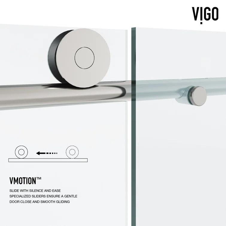 Elan 68-72" W x 76" H Sliding Frameless Shower Door with 3/8" Clear Glass