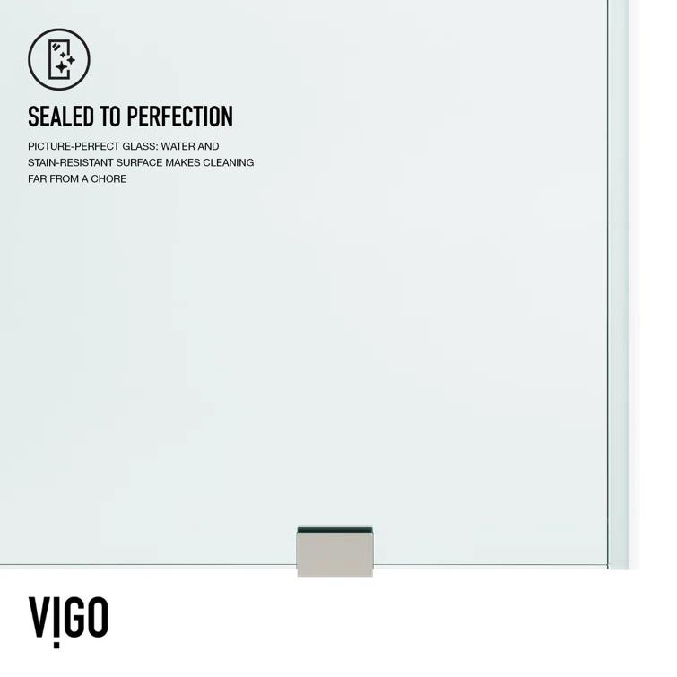 Elan 48-52" W x 74" H Sliding Frameless Shower Door with 3/8" Clear Glass