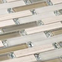 Andova Saga 1" Glass and Marble Brick Joint Mosaic Kitchen Backsplash, Bathroom, Shower, Pool, Wall and Floor Tile