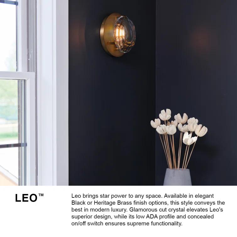 Hinkley Leo Single Light Wall Sconce w/ Optic Crystal Glass