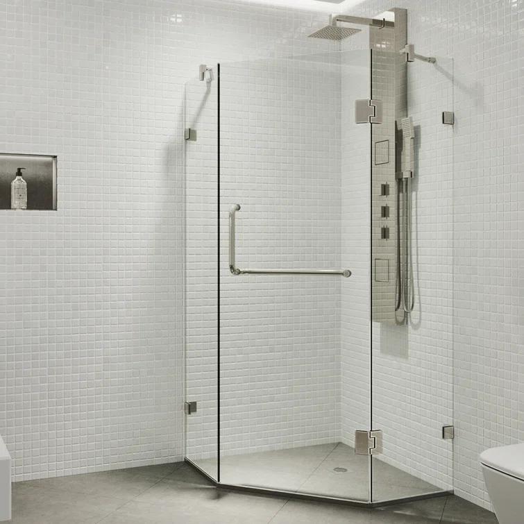 Piedmont 36" W x 36" D x 73" H Hinged Frameless Shower Enclosure with 3/8Clear Glass