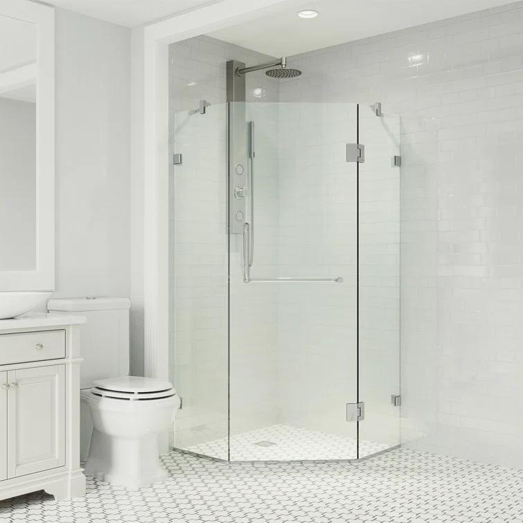 Piedmont 36" W x 36" D x 73" H Hinged Frameless Shower Enclosure with 3/8Clear Glass