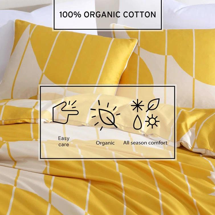 Vesi Unikko Cotton Yellow/Beige Duvet Cover Set