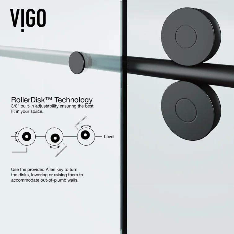 Elan 56-60" W x 74" H Sliding Frameless Shower Door with 3/8" Clear Glass