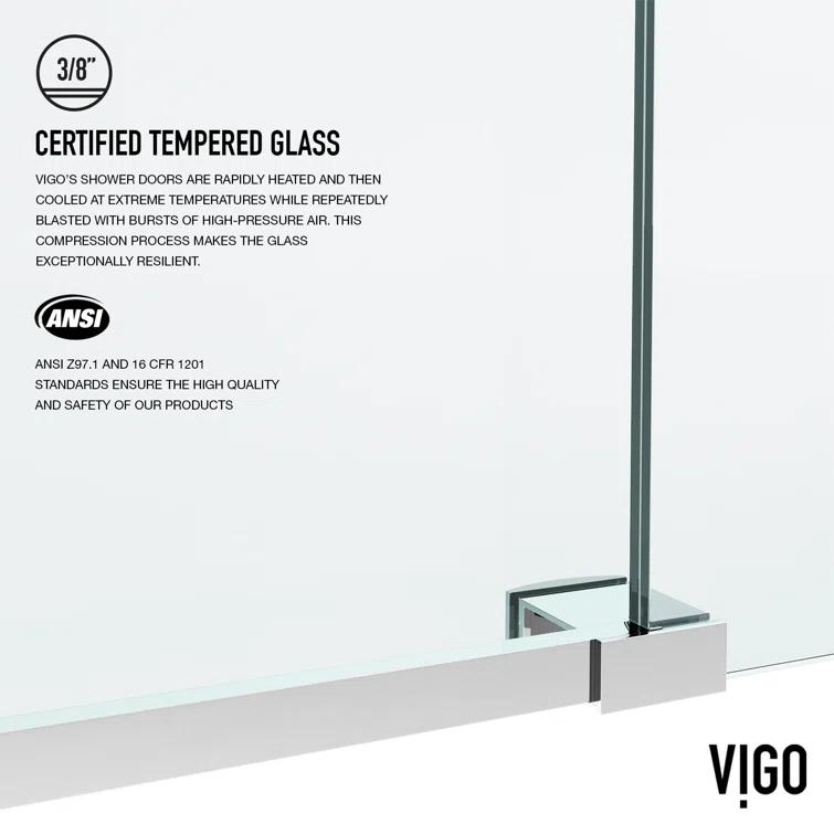 Elan 56-60" W x 74" H Sliding Frameless Shower Door with 3/8" Clear Glass