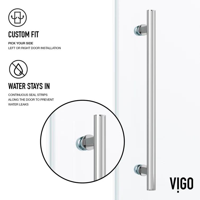 Elan 56-60" W x 74" H Sliding Frameless Shower Door with 3/8" Clear Glass