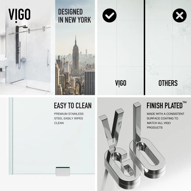 Elan 56-60" W x 74" H Sliding Frameless Shower Door with 3/8" Clear Glass