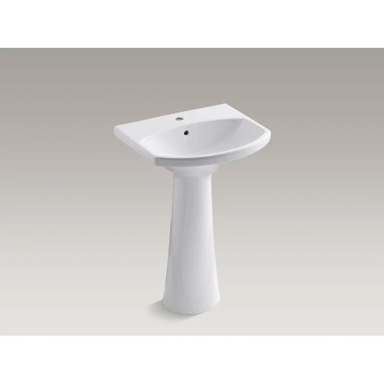 Cimarron® 26.81" Vitreous China U-Shape Pedestal Bathroom Sink with Overflow